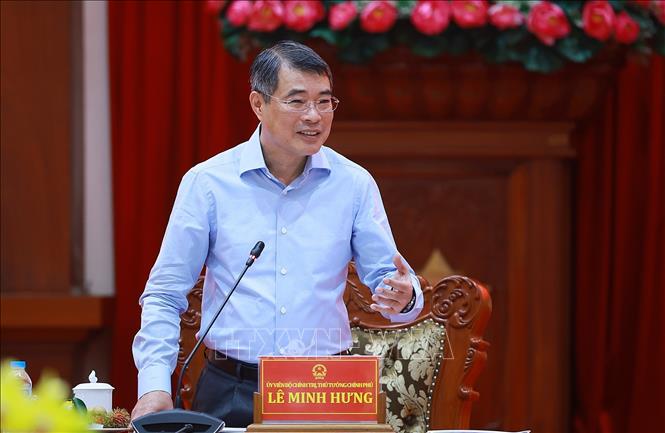 Thủ tướng Lê Minh Hưng phát biểu tại buổi làm việc với Ban Thường vụ Tỉnh uỷ Đồng Tháp. Ảnh: Dương Giang – TTXVN