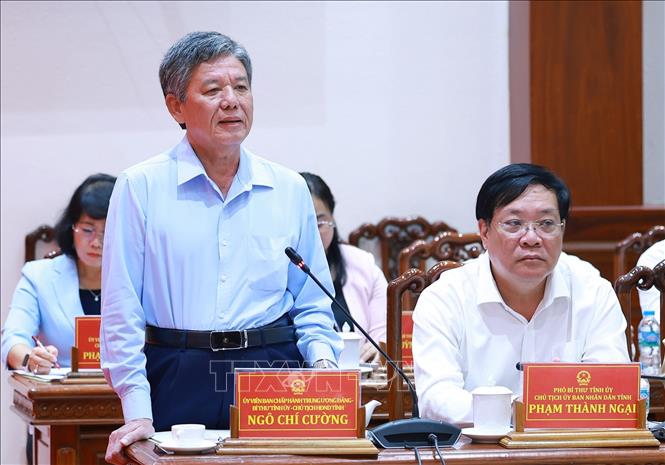 Bí thư Tỉnh uỷ Đồng Tháp Ngô Chí Cường phát biểu. Ảnh: Dương Giang – TTXVN 
