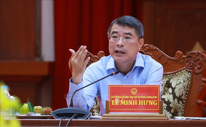Thủ tướng Lê Minh Hưng phát biểu tại buổi làm việc với Ban Thường vụ Tỉnh uỷ Đồng Tháp. Ảnh: Dương Giang – TTXVN