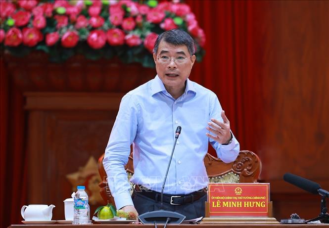 Thủ tướng Lê Minh Hưng kết luận buổi làm việc với Ban Thường vụ Tỉnh uỷ Đồng Tháp. Ảnh: Dương Giang – TTXVN