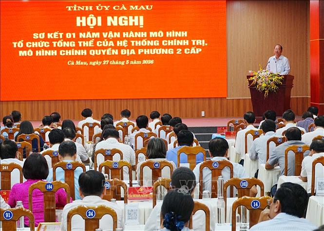Ông Nguyễn Hồ Hải, Bí thư Tỉnh ủy Cà Mau phát biểu tại hội nghị. Ảnh: Trung Hiếu- TTXVN