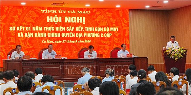 Cà Mau sơ kết 1 năm vận hành mô hình hệ thống chính trị, chính quyền địa phương 2 cấp. Ảnh: Trung Hiếu- TTXVN
