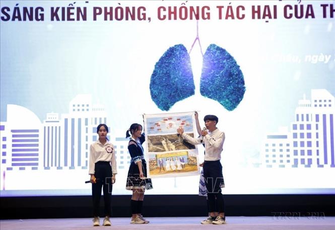 Hội thi tìm hiểu Luật phòng, chống tác hại của thuốc lá, sáng kiến phòng, chống tác hại của thuốc lá do Tỉnh Đoàn Lai Châu tổ chức. Ảnh: Quý Trung - TTXVN