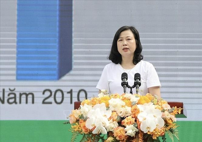 Bộ trưởng Bộ Y tế Đào Hồng Lan, Chủ tịch Hội đồng quản lý liên ngành Quỹ Phòng chống tác hại thuốc lá phát biểu tại Lễ mít tinh hưởng ứng Ngày Thế giới không thuốc lá (31/5) với thông điệp “Bảo vệ trẻ em trước những tác động của ngành công nghiệp thuốc lá” và Tuần lễ Quốc gia không thuốc lá (25-31/5) do Bộ Y tế phối hợp với Văn phòng Tổ chức Y tế thế giới tại Việt Nam tổ chức (Hà Nội, 26/5/2024). Ảnh: TTXVN phát