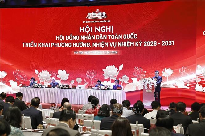 Chủ tịch Quốc hội Trần Thanh Mẫn phát biểu khai mạc hội nghị. Ảnh: Doãn Tấn - TTXVN