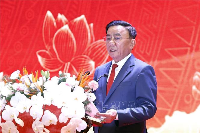 Ủy viên Bộ Chính trị, Thường trực Ban Bí thư Trần Cẩm Tú phát biểu. Ảnh: Doãn Tấn - TTXVN