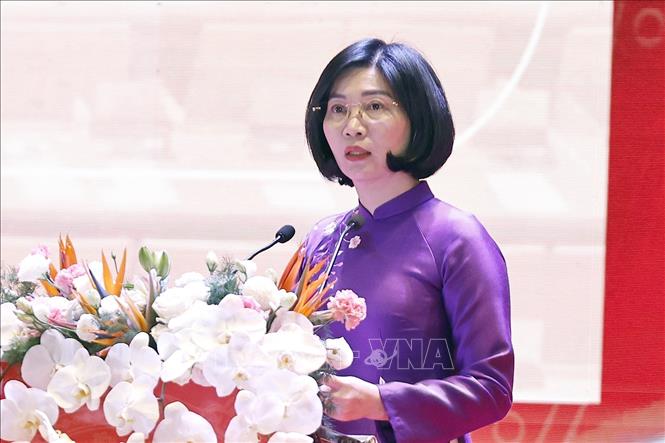 Phó Bí thư Thành ủy Hà Nội, Chủ tịch HĐND thành phố Hà Nội Phùng Thị Hồng Hà phát biểu. Ảnh: Doãn Tấn - TTXVN
