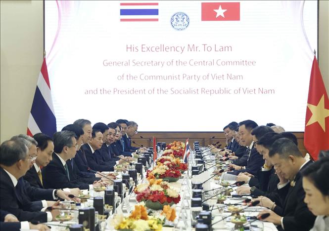 Tổng Bí thư, Chủ tịch nước Tô Lâm hội đàm chính thức với Thủ tướng Thái Lan Anutin Charnvirakul. Ảnh: Thống Nhất – TTXVN