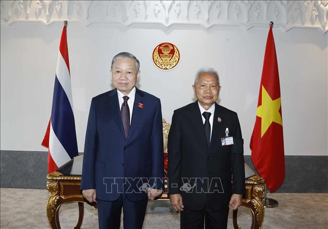 Tổng Bí thư, Chủ tịch nước Tô Lâm hội kiến Chủ tịch Quốc hội Thái Lan Sophon Saram. Ảnh: Thống Nhất – TTXVN