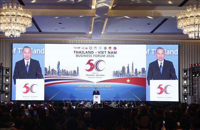 Tổng Bí thư, Chủ tịch nước Tô Lâm phát biểu tại Diễn đàn Doanh nghiệp Việt Nam - Thái Lan. Ảnh: Thống Nhất – TTXVN