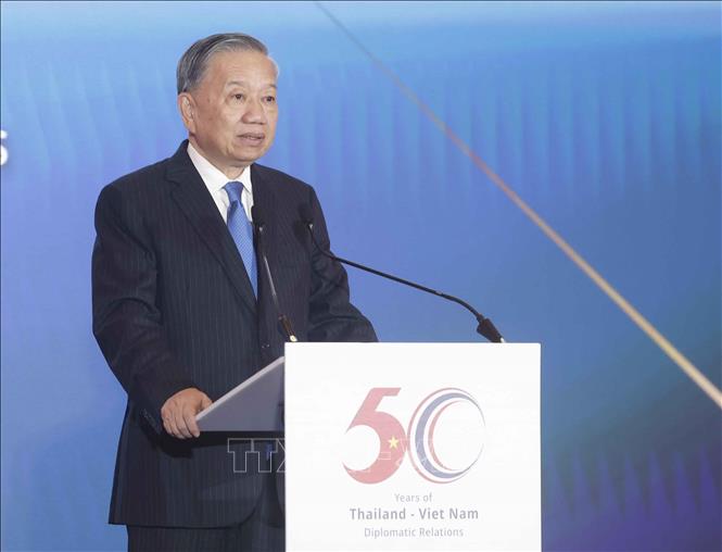Tổng Bí thư, Chủ tịch nước Tô Lâm phát biểu tại Diễn đàn Doanh nghiệp Việt Nam - Thái Lan. Ảnh: Thống Nhất – TTXVN