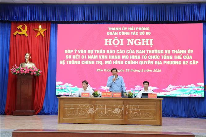 Trưởng ban Tuyên giáo và Dân vận Thành ủy Hải Phòng Nguyễn Quang Phúc phát biểu kết luận hội nghị. Ảnh: Mạnh Tú - TTXVN