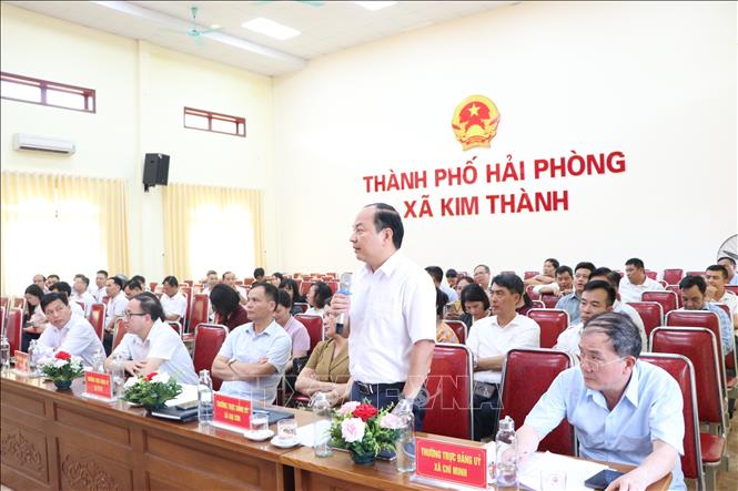 Đại diện lãnh đạo UBND xã Đại Sơn phát biểu ý kiến tại hội nghị. Ảnh: Mạnh Tú - TTXVN