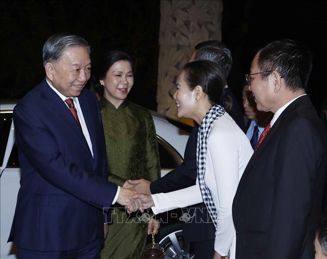 Cán bộ, nhân viên Đại sứ quán và cộng đồng người Việt Nam tại Singapore đón Tổng Bí thư, Chủ tịch nước Tô Lâm và Phu nhân. Ảnh: Thống Nhất – TTXVN