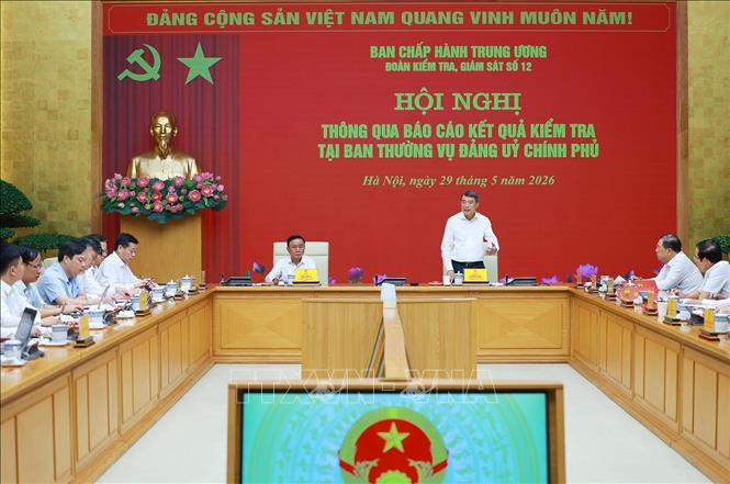  Đồng chí Lê Minh Hưng, Ủy viên Bộ Chính trị, Bí thư Đảng ủy, Thủ tướng Chính phủ phát biểu. Ảnh: Dương Giang – TTXVN 
