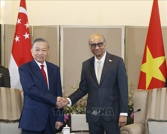 Tổng Bí thư, Chủ tịch nước Tô Lâm và Tổng thống Singapore Tharman Shanmugaratnam. Ảnh: Thống Nhất – TTXVN