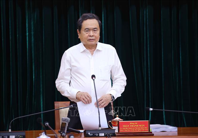 Chủ tịch Quốc hội Trần Thanh Mẫn, Trưởng Đoàn kiểm tra, giám sát số 11 phát biểu. Ảnh: Văn Điệp – TTXVN	
