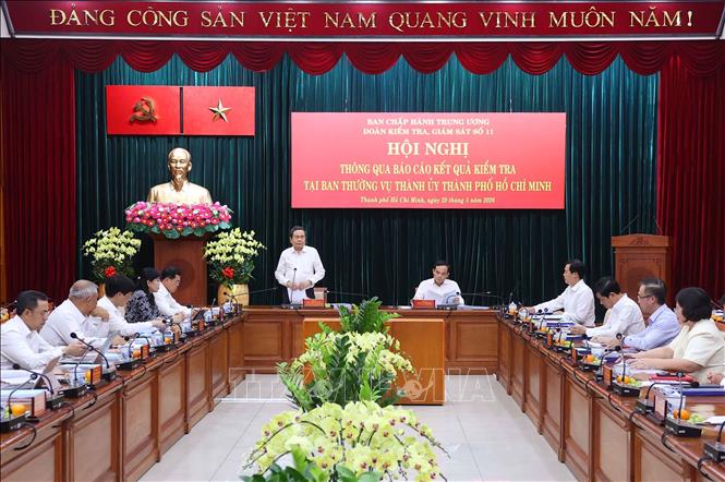 Chủ tịch Quốc hội Trần Thanh Mẫn, Trưởng Đoàn kiểm tra, giám sát số 11 phát biểu. Ảnh: Văn Điệp – TTXVN	