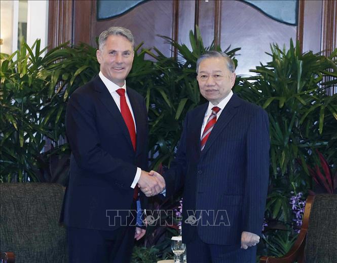 Tổng Bí thư, Chủ tịch nước Tô Lâm tiếp Phó Thủ tướng, Bộ trưởng Quốc phòng Australia Richard Marles. Ảnh: Thống Nhất – TTXVN