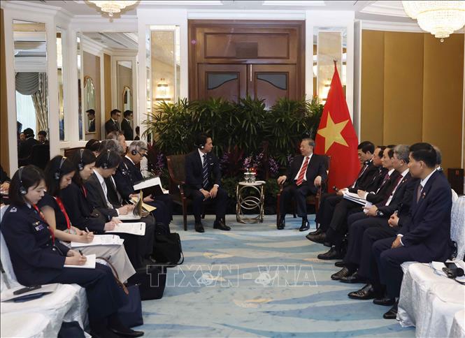 Tổng Bí thư, Chủ tịch nước Tô Lâm tiếp Bộ trưởng Quốc phòng Nhật Bản Shinjiro Koizumi. Ảnh: Thống Nhất – TTXVN