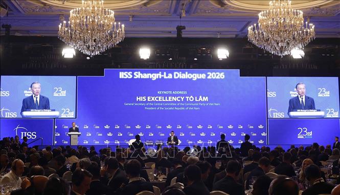 Tổng Bí thư, Chủ tịch nước Tô Lâm phát biểu dẫn đề tại Đối thoại Shangri-La lần thứ 23 và trả lời một số câu hỏi của đại biểu tham dự. Ảnh: Thống Nhất – TTXVN