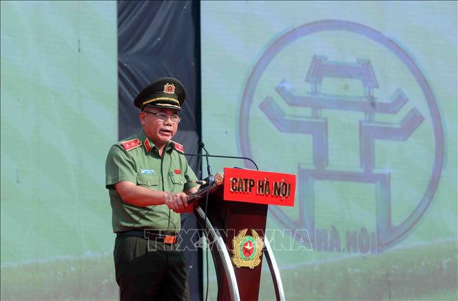 Trung tướng Nguyễn Thanh Tùng, Giám đốc Công an Hà Nội phát biểu. Ảnh: Phạm Kiên - TTXVN