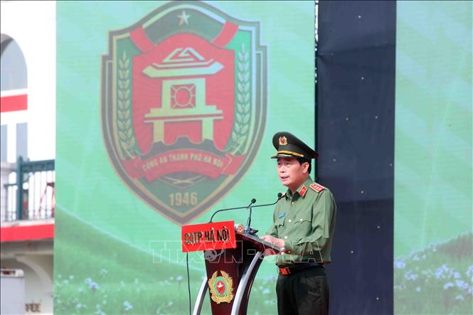 Thượng tướng Lê Quốc Hùng, Ủy viên Trung ương Đảng, Thứ trưởng Bộ Công an phát biểu. Ảnh: Phạm Kiên - TTXVN