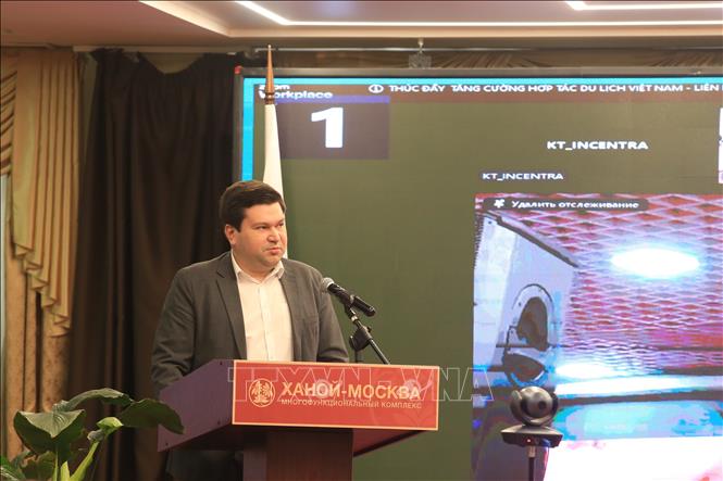 Ông Nikita Kondratiev, Vụ trưởng Vụ Hợp tác kinh tế đa phương và Dự án đặc biệt, Bộ Phát triển kinh tế Liên bang Nga phát biểu. Ảnh: Văn Hiếu - PV TTXVN tại Nga