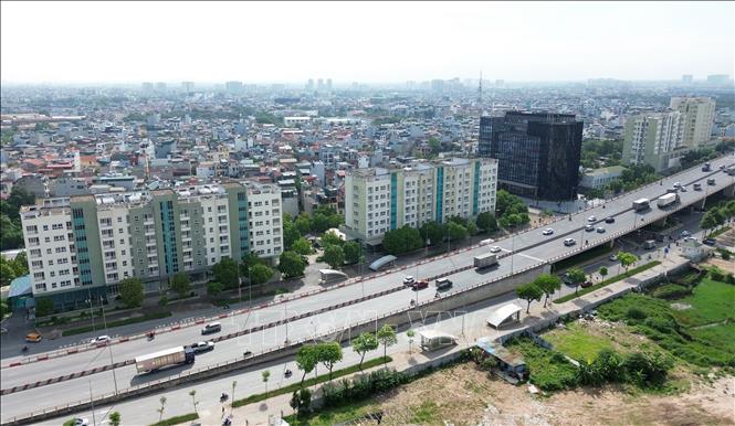 Khu tái định cư Thượng Thanh, phường Việt Hưng (Hà Nội) gồm 5 tòa chung cư cao dưới 10 tầng. Ảnh: Quốc Khánh - TTXVN