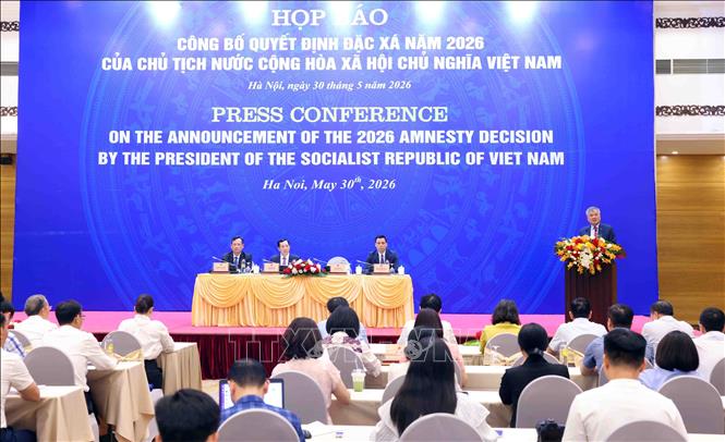 Họp báo công bố Quyết định đặc xá năm 2026 của Chủ tịch nước Cộng hoà xã hội chủ nghĩa Việt Nam. Ảnh: Phạm Kiên - TTXVN