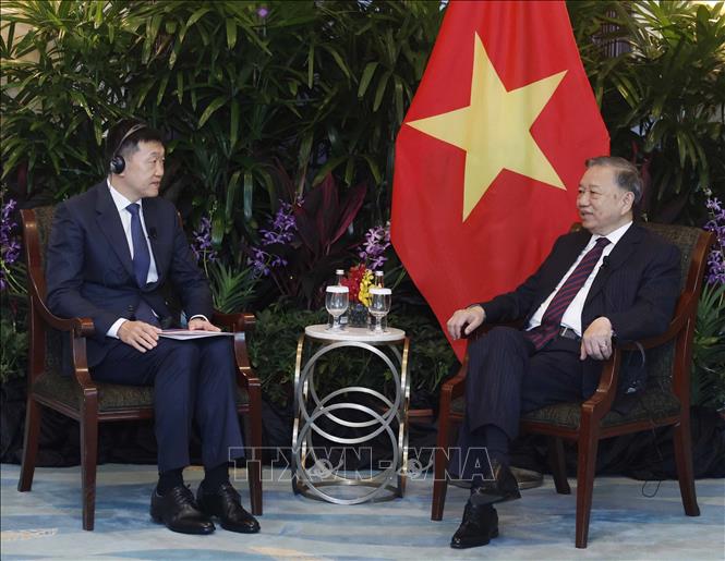 Tổng Bí thư, Chủ tịch nước Tô Lâm tiếp ông Forrest Li, Nhà sáng lập, Chủ tịch kiêm Tổng giám đốc điều hành Công ty Sea. Ảnh: Thống Nhất – TTXVN