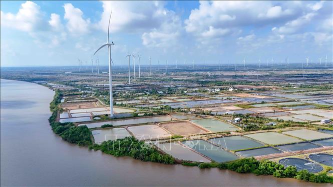 Vùng nuôi tôm siêu thâm canh rộng 280 ha của Công ty cổ phần Thủy sản sạch Việt Nam nằm ven sông Mỹ Thanh, thuộc địa bàn xã Trần Đề, thành phố Cần Thơ. Ảnh: Thanh Liêm - TTXVN