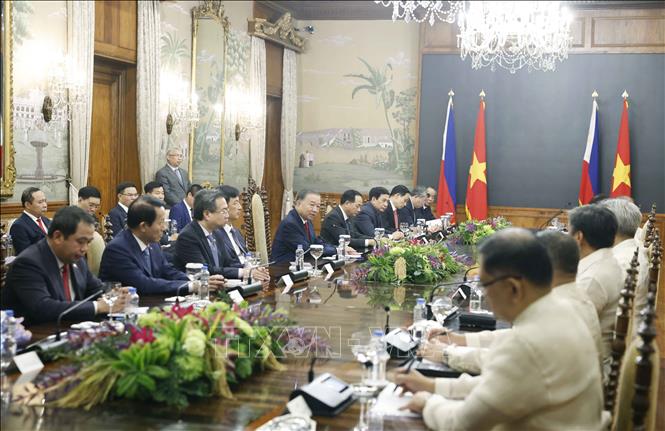 Tổng Bí thư, Chủ tịch nước Tô Lâm và Tổng thống Philippines Ferdinand Romualdez Marcos Jr. hội đàm cấp Nhà nước. Ảnh: Thống Nhất – TTXVN