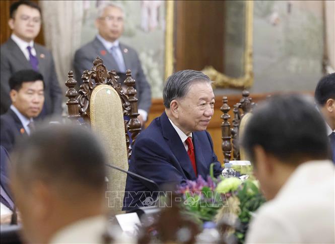 Tổng Bí thư, Chủ tịch nước Tô Lâm phát biểu tại cuộc hội đàm với Tổng thống Philippines. Ảnh: Thống Nhất – TTXVN