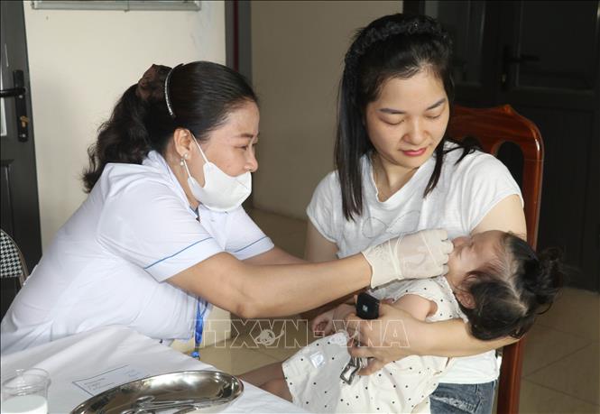 Đối tượng trẻ em được bổ sung Vitamin A trong chiến dịch là trẻ từ 6 tháng đến dưới 36 tháng tuổi và trẻ có nguy cơ cao thiếu Vitamin A trên địa bàn tỉnh Ninh Bình. Ảnh: Thùy Dung - TTXVN