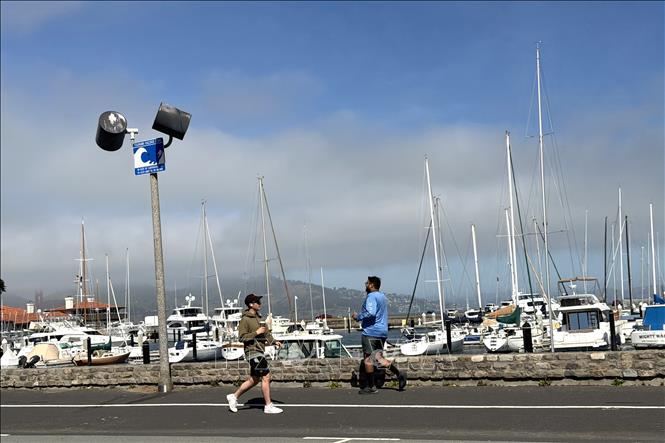 Du thuyền neo đậu trên Vịnh San Francisco, tạo nên khung cảnh thanh bình giữa lòng thành phố sôi động. Ảnh: Ngọc Quang – PV TTXVN tại Mỹ