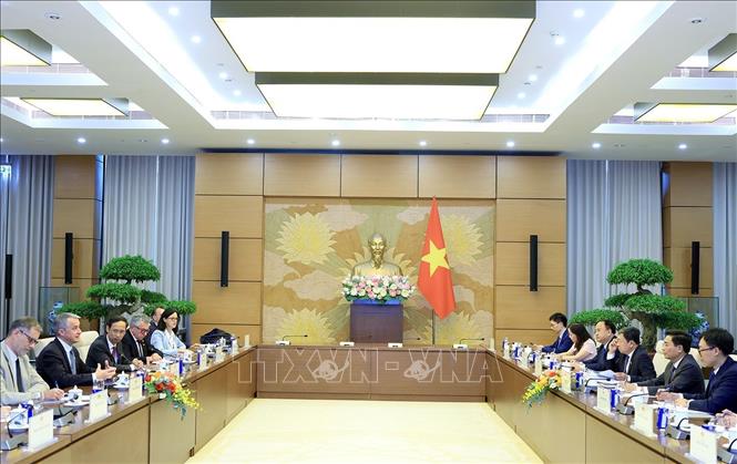 Phó Chủ tịch Quốc hội Nguyễn Doãn Anh tiếp Đoàn Quốc phòng và các lực lượng vũ trang Hạ viện Pháp. Ảnh: Tuấn Anh - TTXVN