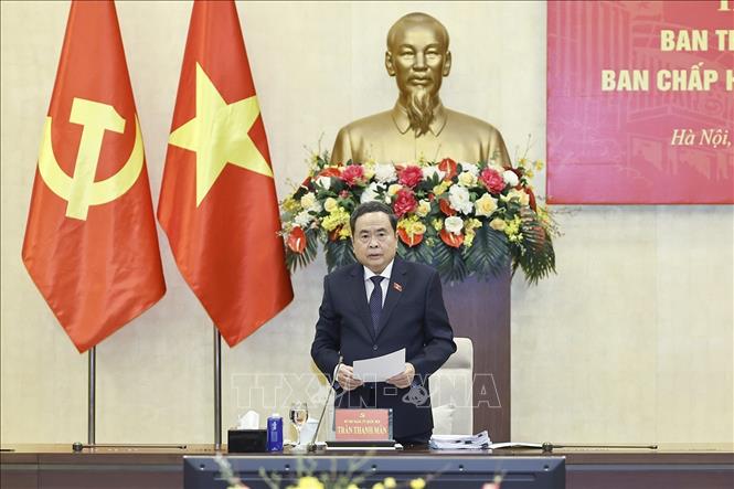 Chủ tịch Quốc hội Trần Thanh Mẫn phát biểu. Ảnh: Doãn Tấn - TTXVN