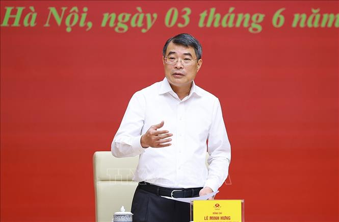 Ủy viên Bộ Chính trị, Bí thư Đảng uỷ, Thủ tướng Chính phủ Lê Minh Hưng chủ trì Hội nghị lần thứ nhất BCH Đảng bộ Chính phủ. Ảnh: Dương Giang – TTXVN
