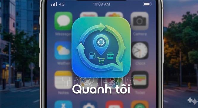 Giao diện của ứng dụng “Quanh tôi”. Ảnh: TTXVN phát