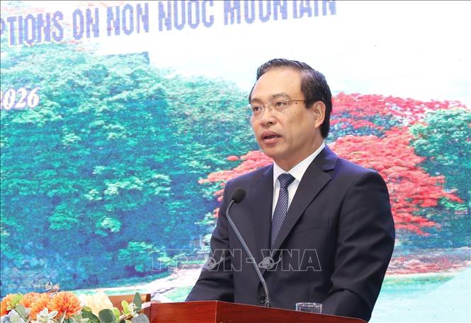 Vice Chairman of the Ninh Binh provincial People’s Committee Dang Thanh Son speaks at the event. VNA Photo