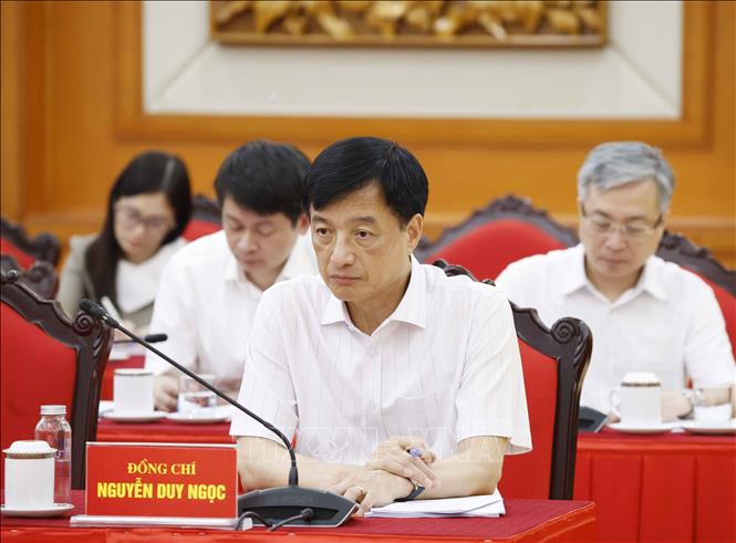 Đồng chí Nguyễn Duy Ngọc, Ủy viên Bộ Chính trị, Bí thư Trung ương Đảng, Trưởng Ban Tổ chức Trung ương dự cuộc họp. Ảnh: Thống Nhất – TTXVN