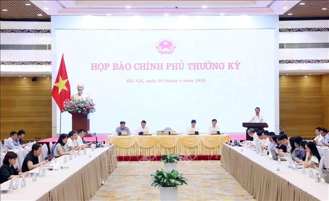 Họp báo Chính phủ thường kỳ tháng 5/2026. Ảnh: Phạm Kiên – TTXVN

