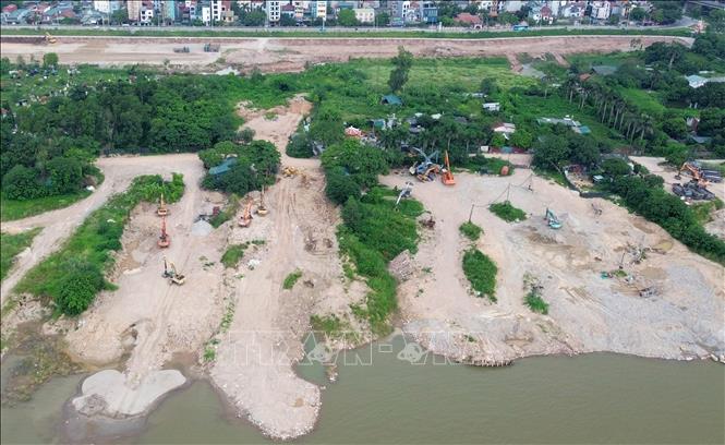 Sau khi hoàn thành, Công viên công cộng Phú Thượng được kỳ vọng trở thành “lá phổi xanh” ven sông phía Bắc Thủ đô, Ảnh: Quốc Khánh - TTXVN