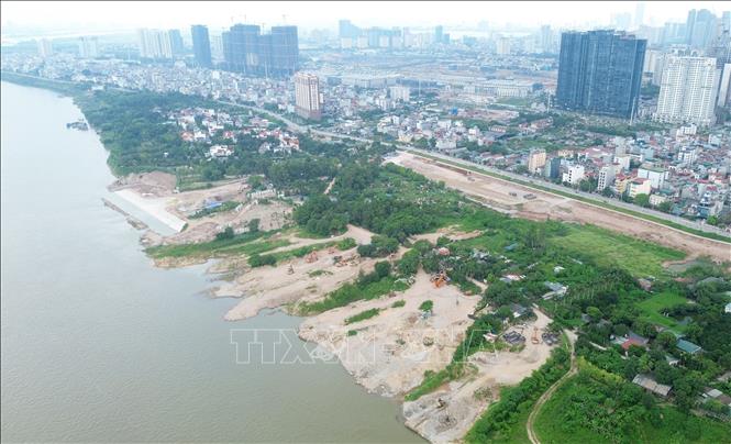 Sau khi hoàn thành, Công viên công cộng Phú Thượng được kỳ vọng trở thành “lá phổi xanh” ven sông phía Bắc Thủ đô, Ảnh: Quốc Khánh - TTXVN