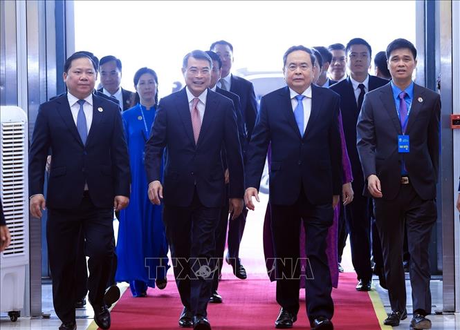 Thủ tướng Lê Minh Hưng và Chủ tịch Quốc hội Trần Thanh Mẫn đến dự Đại hội. Ảnh: Tuấn Anh - TTXVN