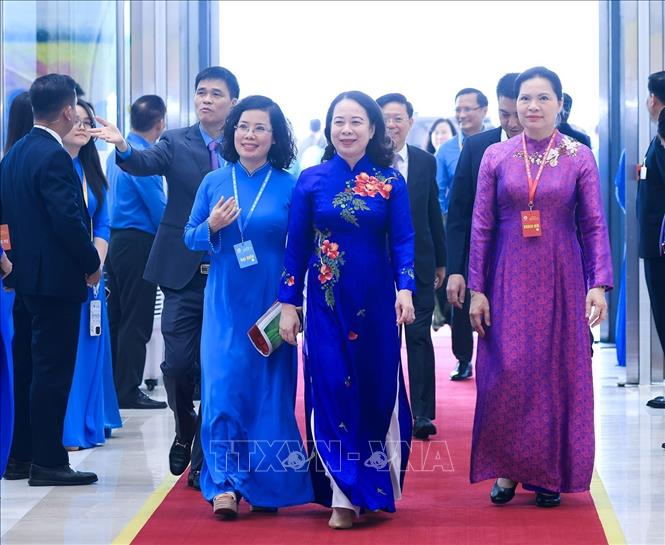 Đồng chí Võ Thị Ánh Xuân, Bí thư Trung ương Đảng, Phó Chủ tịch nước đến dự Đại hội. Ảnh: Tuấn Anh - TTXVN