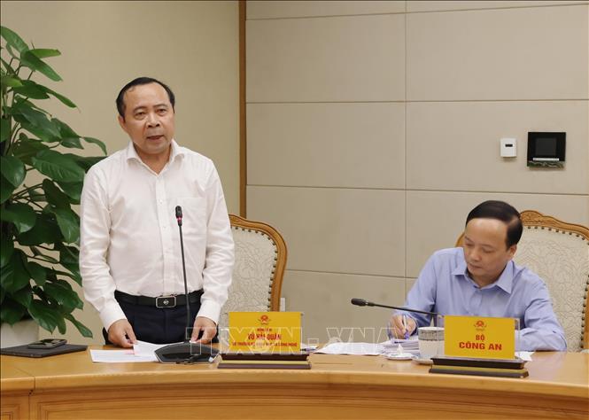 Bộ trưởng Bộ Khoa học và Công nghệ Vũ Hải Quân, Tổ phó Tổ công tác phát biểu. Ảnh: Lâm Khánh - TTXVN