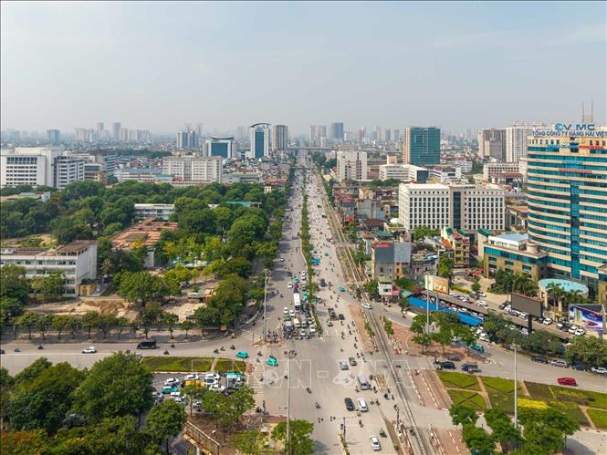 Nút giao hầm Kim Liên - Giải Phóng là điểm đầu của tuyến mở rộng Quốc lộ 1 đến cầu Giẽ dài khoảng 36,3 km. Ảnh: Hoàng Hiếu - TTXVN