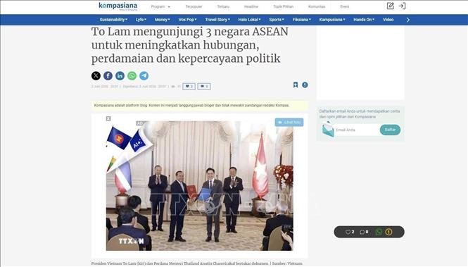 Bài báo đăng trên trang Kompasiana của Indonesia. Ảnh: TTXVN phát